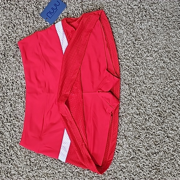 NWT Nuyu Skort Red Mesh Pull On Skirt Built-In Shorts Large - Picture 2 of 4